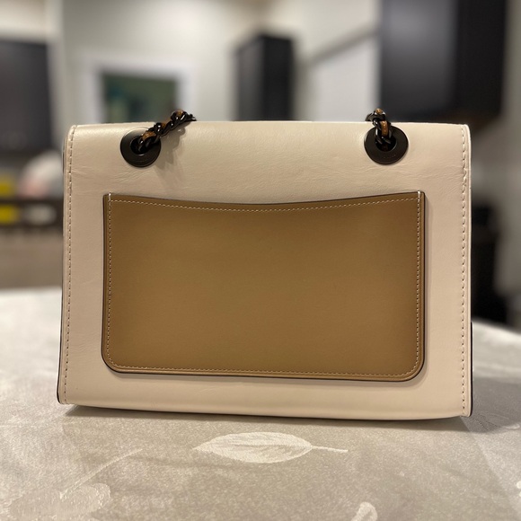 Color block coach leather Bag with sea-shell design strap - Picture 8 of 11